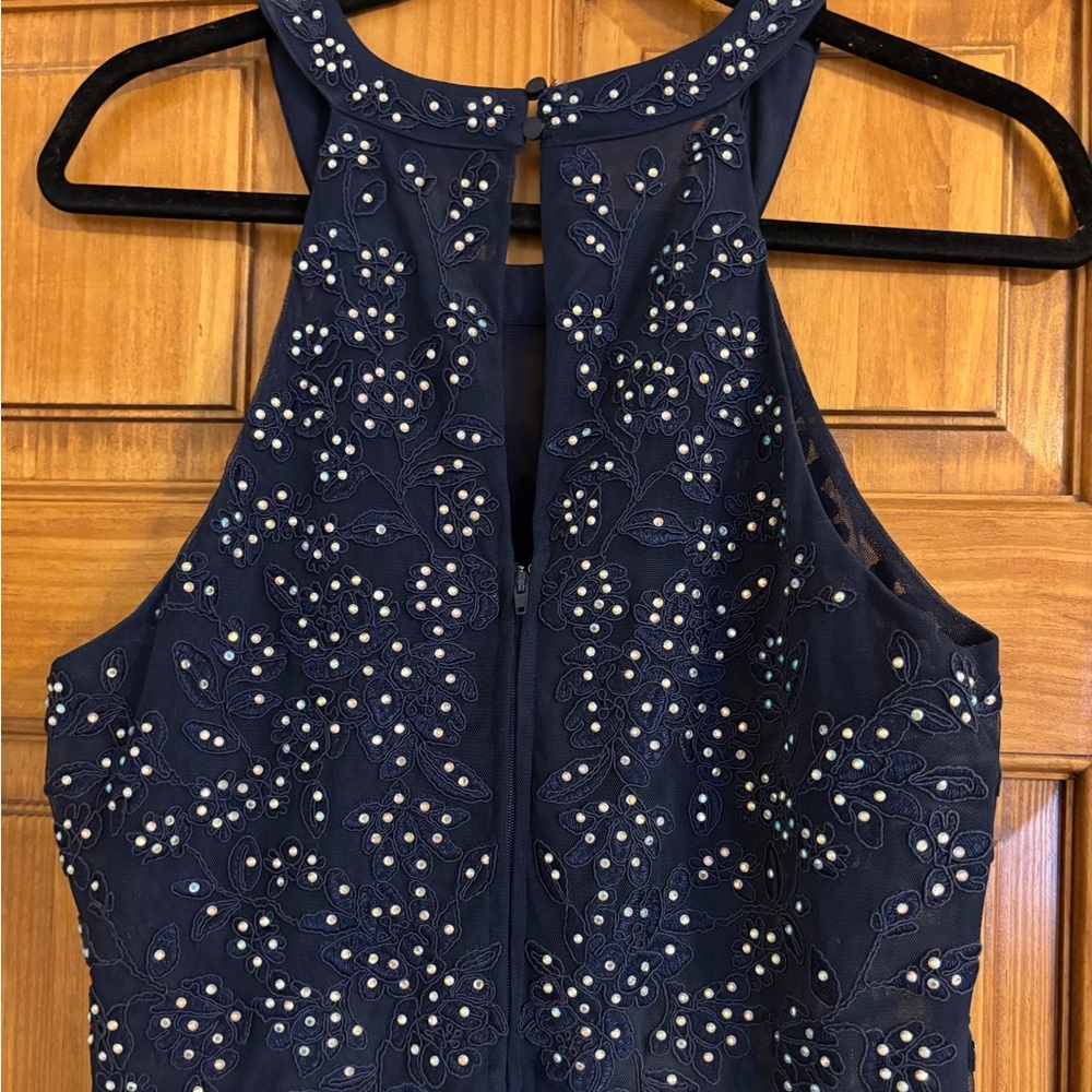 Speechless Halter Dark Blue Evening Gown - Picture 5 of 6
